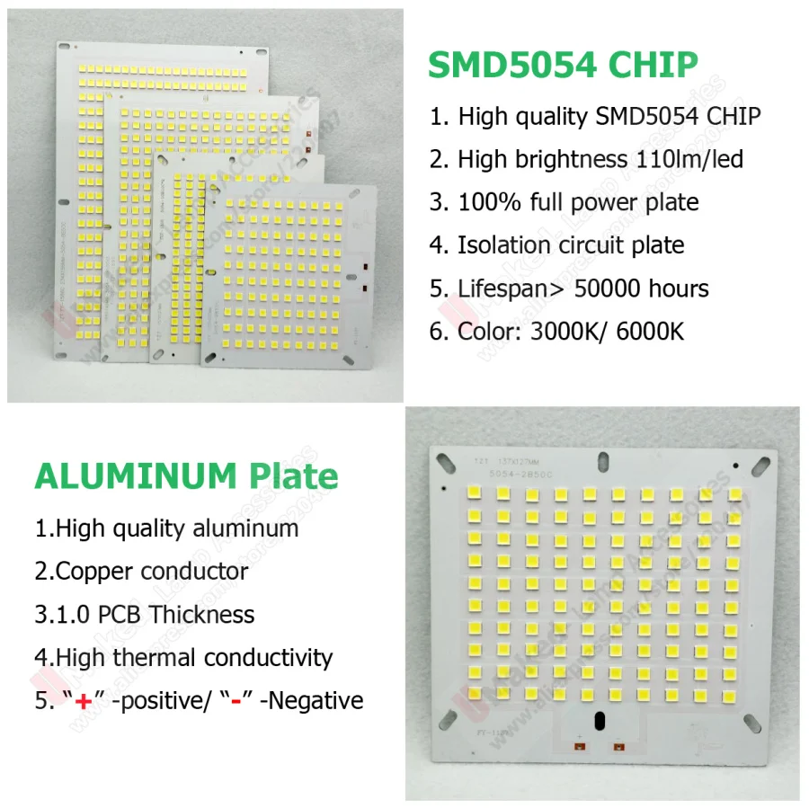 5pcs 100% Full Power LED Floodlight PCB 10W 20W 30W 50W 100W 150W 200W SMD5054 led board,Aluminum plate for led floodlight lamp