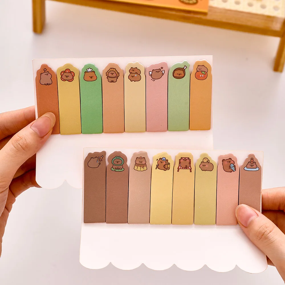 Easy Tear-Off Cartoon Capybara Sticky Notes for Students, 120/480 Sheets Self-Adhesive Index Stickers Panda Stationery