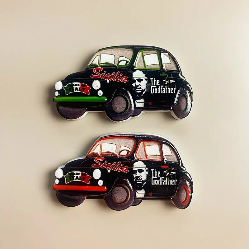 

Italy Sicily Tourist Souvenir Creative Small Car 3D Decoration3dPainted Refrigerator Magnet