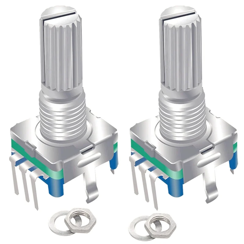 GYTB-EC11 6Pcs Rotary Encoder With Push Button 360° 5 Pins For Arduino, Raspberry Pi,ESP32 And Knob Cap