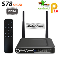 S78 Android 9.0 TV Box Amlogic S922X Quad-core ARM Cortex-A73 DDR4 RAM 1000M LAN 2.4G 5G WiFi Bluetooth 4.2 4K HD Set Top Box