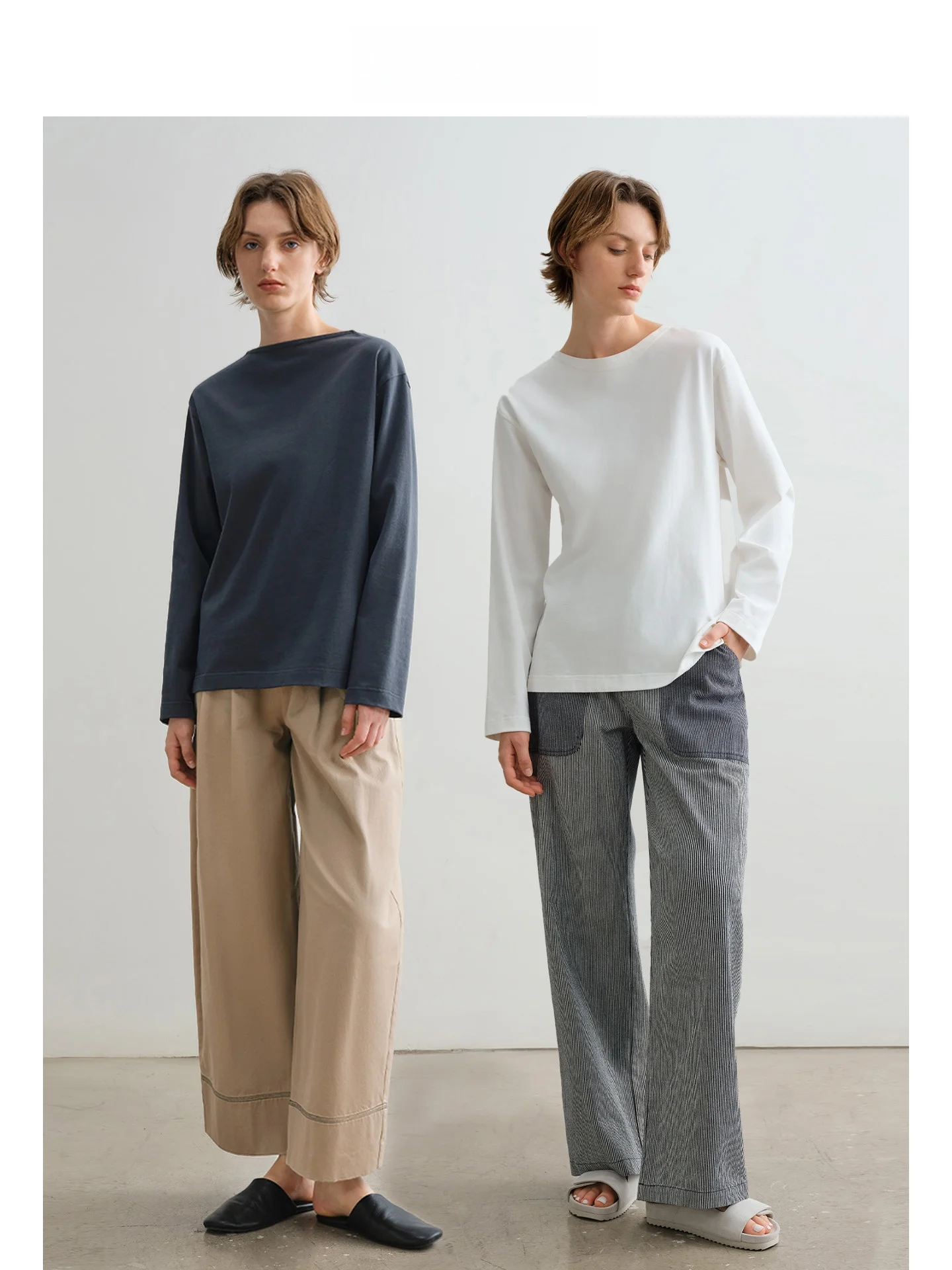 

DE Mincollection Pure Color Long Sve T-irt Loose Fit Crisp Texture Women's Casual Sle round Ne Top for Autumn