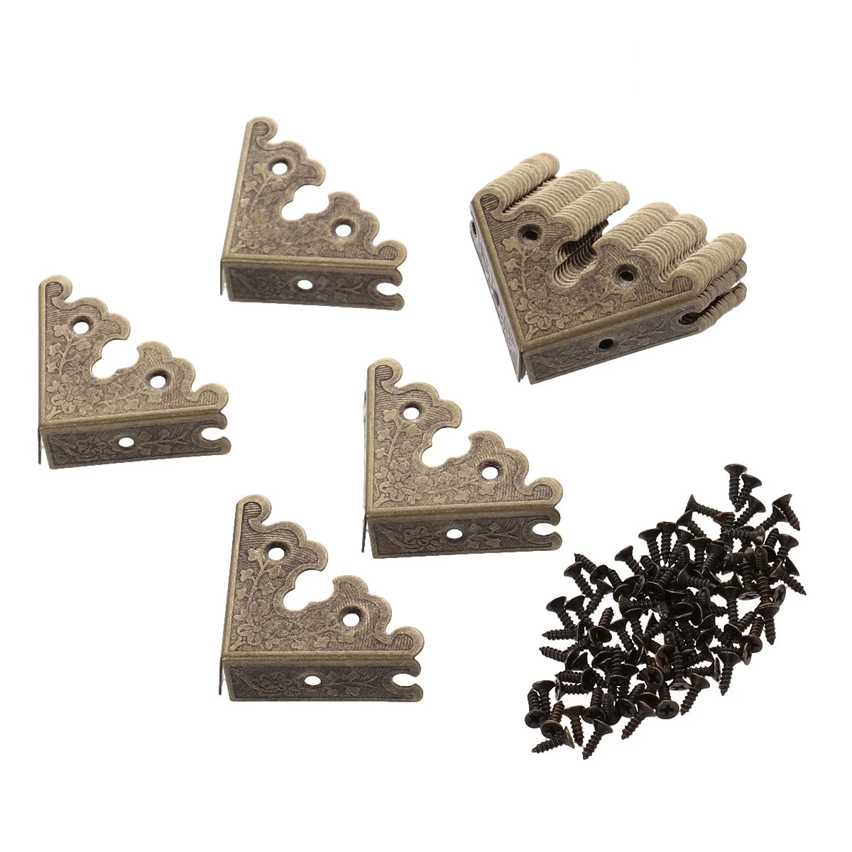 

20 pcs Cabinet Door Corner Protectors Vintage Iron Cover For Wood Cases Furniture Protection Decorative Hardware