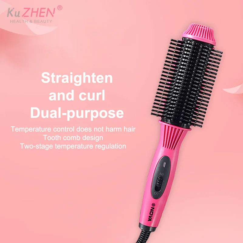 

1PC Multifunctional Heating Curling Iron Ceramic Heated Round Brush Electric Hair Straightener Brushes Professional Styling Tool