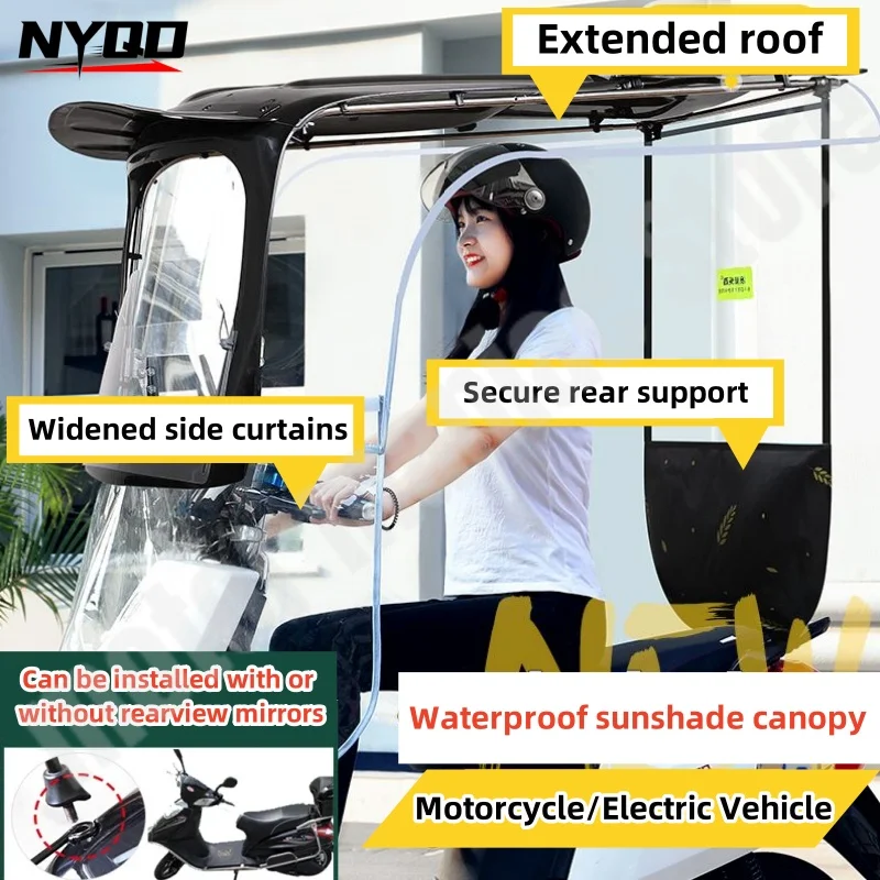 Toldo grueso de alta calidad para motocicleta, sombrilla impermeable, protector solar para lluvia