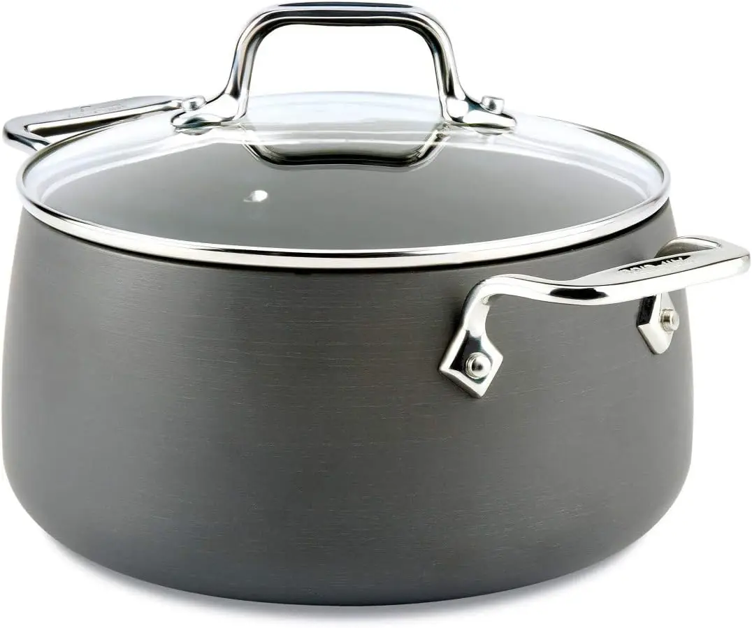 HA1 Hard Anodized Nonstick Stockpot 4 Quart Induction Oven Broiler Safe 500F, Lid Safe 350F Pots and Pans