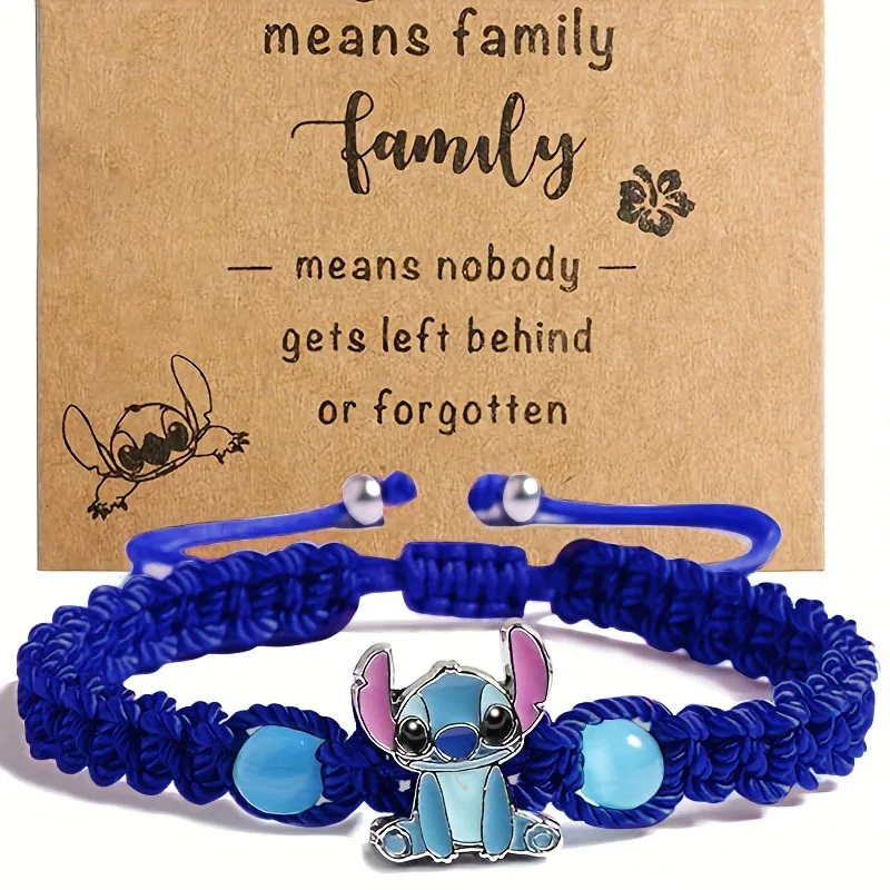 

A new style of blue Stitch knitted bracelet, a cartoon and animation hand accessory, hand-woven hand rope.