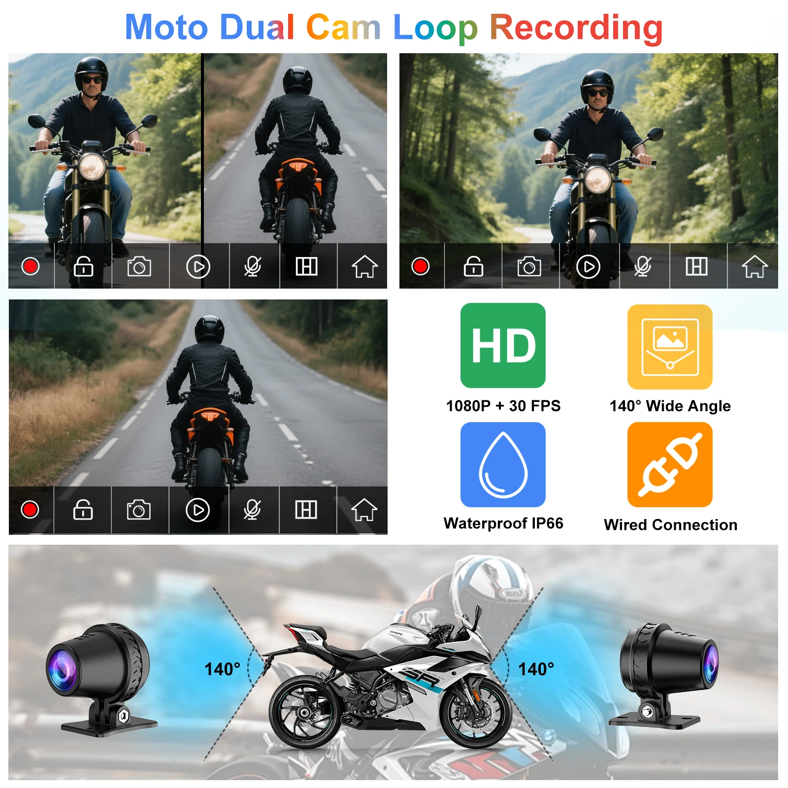Grabadora de navegación CarPlay inalámbrica Para motocicleta de 6 pulgadas, pantalla de presión de neumáticos, GPS Para Moto Android, accesorios IP67 para moto