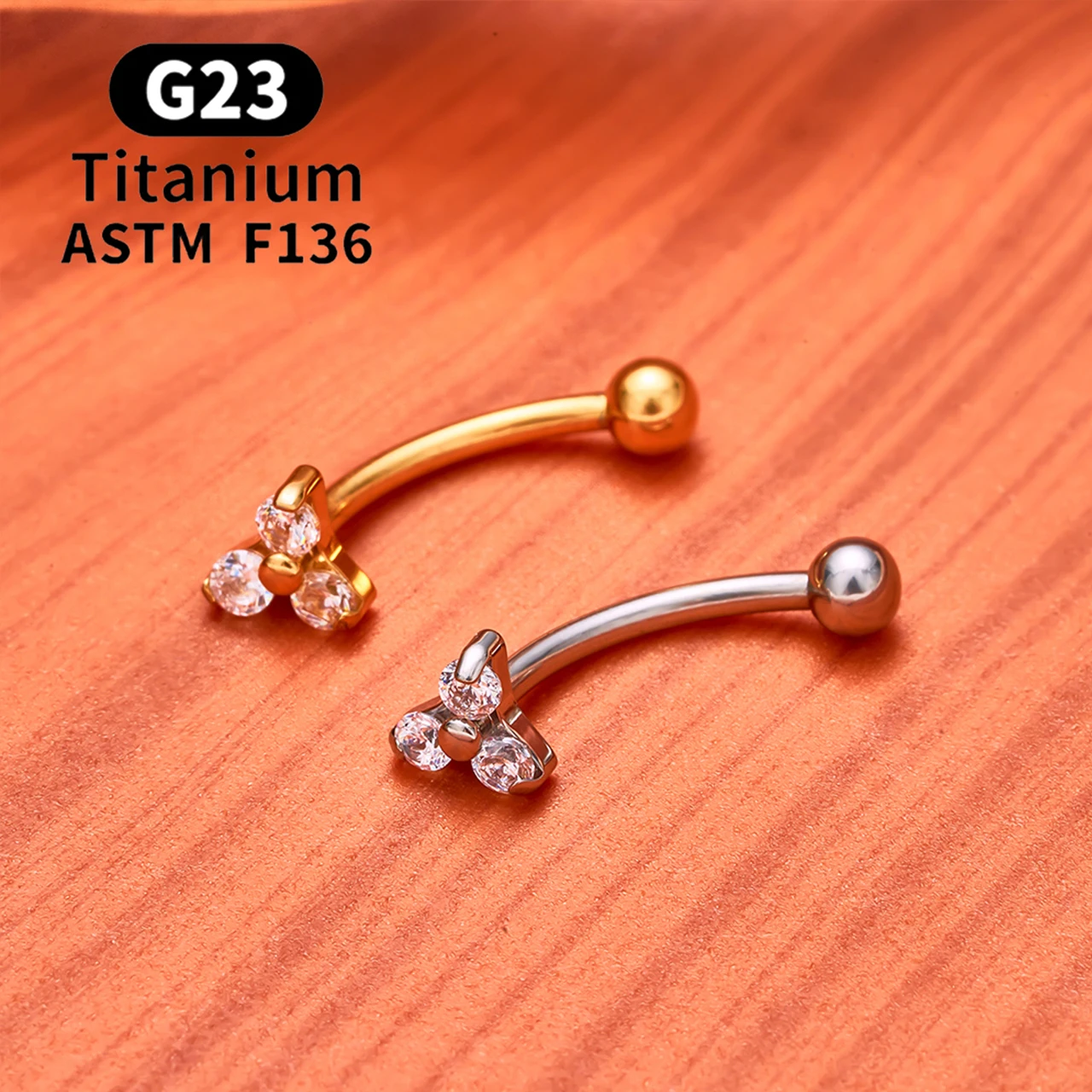 ASTM F136 Titan Hexagramm Rook Ohrring Gebogene Barbell Bauchnabelringe 16G CZ Innengewinde Augenbrauenring Körperschmuck – Detail 11