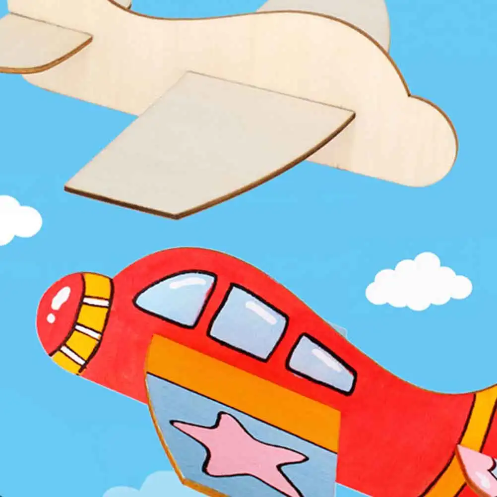 

8 Pcs White Billet Wooden Airplane DIY Blank Plane Model Kids Accessories Drawing Tool Child Painting Practice