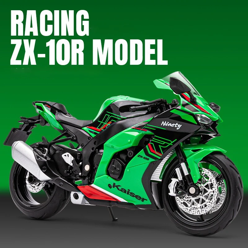 1:12 Kawasaki Ninja ZX10R Alloy Die Cast Motorcycle Model Toy Vehicle Collection Sound and Light Off Road Autocycle Toys Car