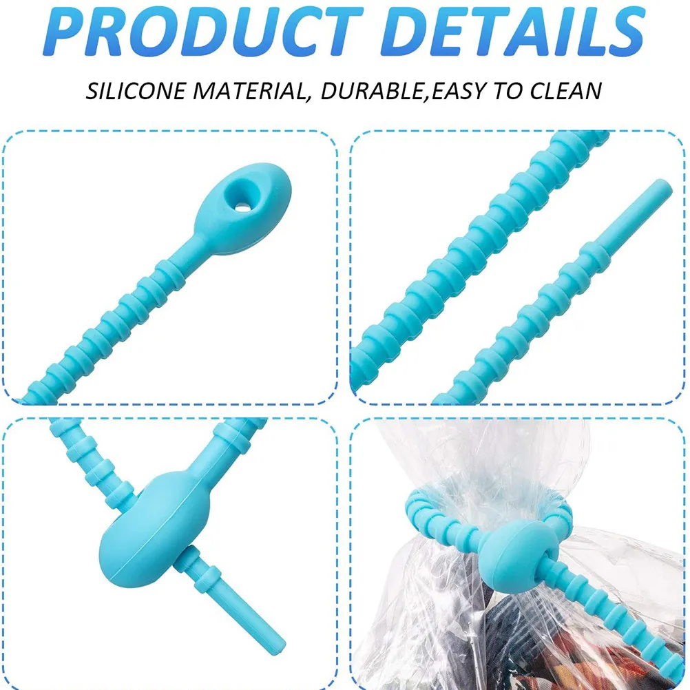 20Pcs Flexible Food Safe Silicone Cable Ties Self-Locking Zip Ties for Cable Organization Headsets Data Lines Backpacks Clothes