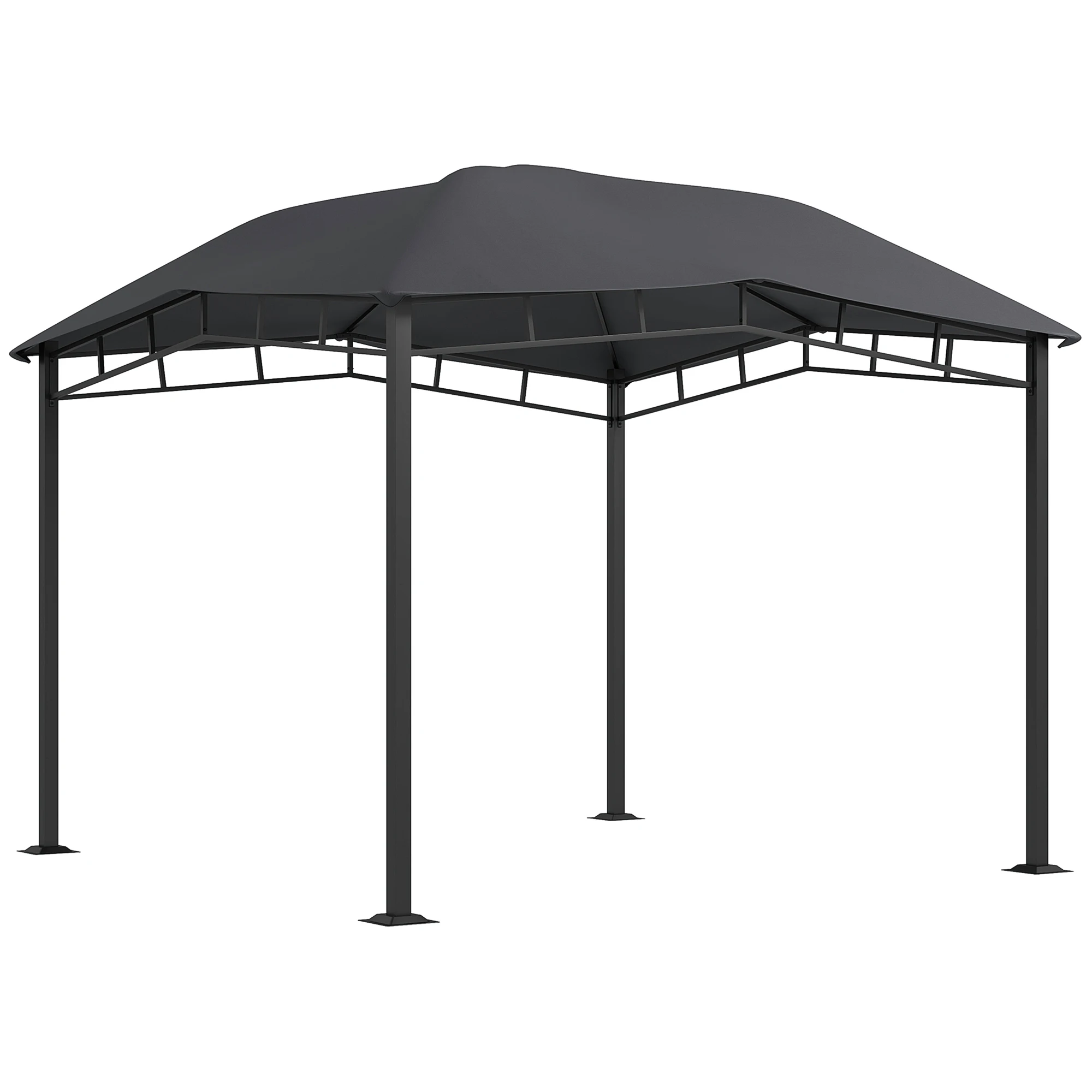 10' X 10' Soft Top Patio Outdoor Canopy Gazebo Tent Steel Fabric Gray