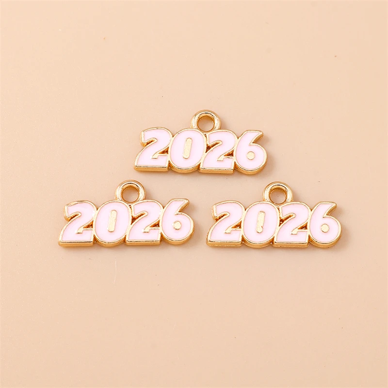 20 Stück 18x9mm Niedliche Emaille-Neujahrs-2026-Zahlen-Anhänger für Schmuckherstellung, Halsketten, Ohrringe, Armbänder, DIY-Bastelbedarf – Detail 9