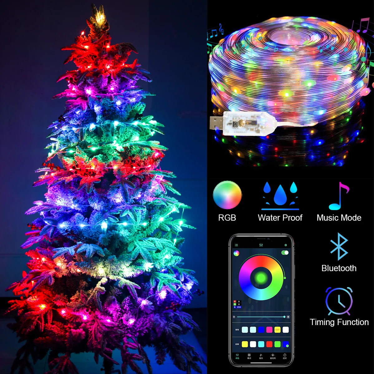 Christmas USB Strip Light Garland Xmas Tree Light Ornaments Merry Christmas Decor For Home 2024 Navidad Noel New Year Gift 2025