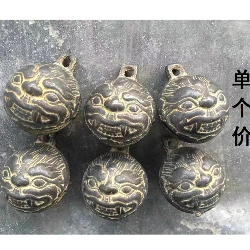 Qing Dynasty tiger head copper bell / horse bell, antique collection,1pc