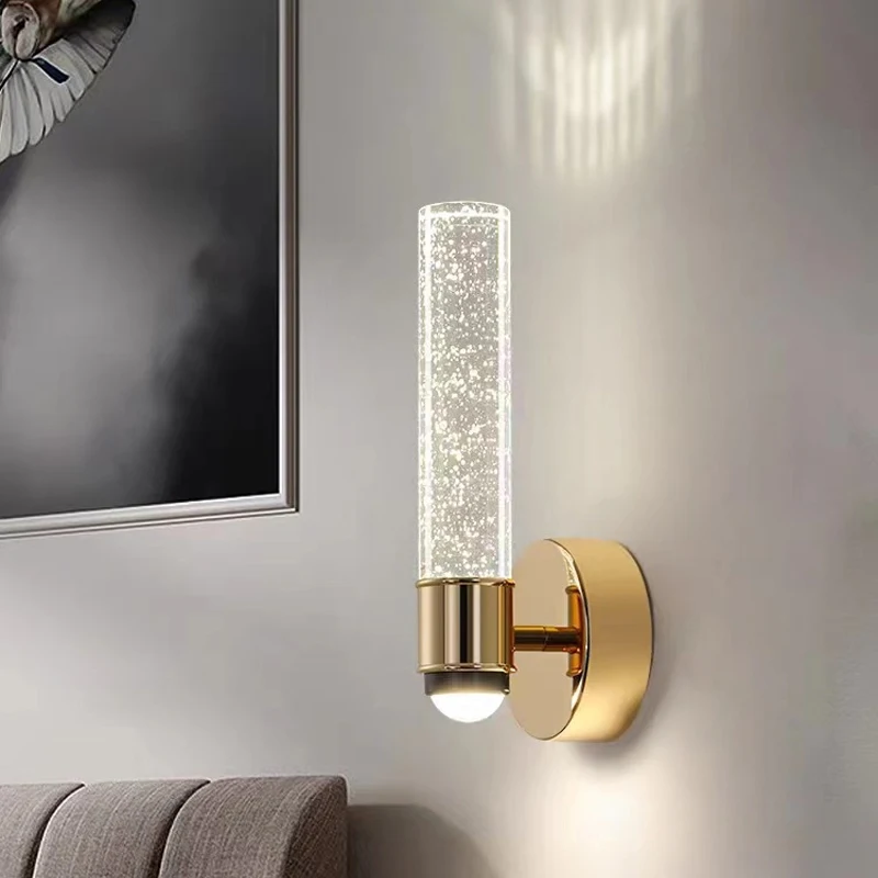 Modern LED COB Bubble crystal Wall lighting fixture for Home Study reading room stairwell Bathroom Mirror LED Crystal Wall Lamp