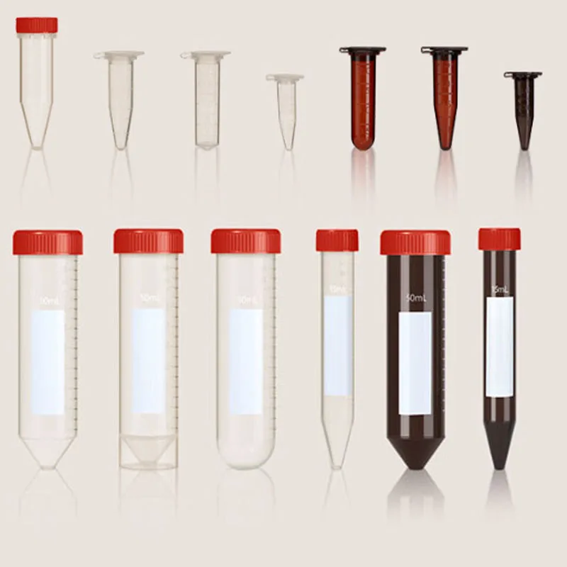 50Pcs 10ml 15ml Centrifuge Tubes Plastic Laboratory Vials Conical Round Bottom Sample Test Tube Container with Screw Cap Lab Sup
