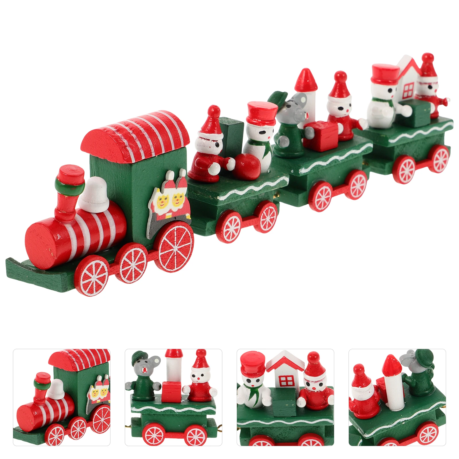 

1 set 1 Set Wooden Christmas Train Ornament Detachable Mini Craft Decor For Kids Gift Party Supplies Desktop Decoration Train
