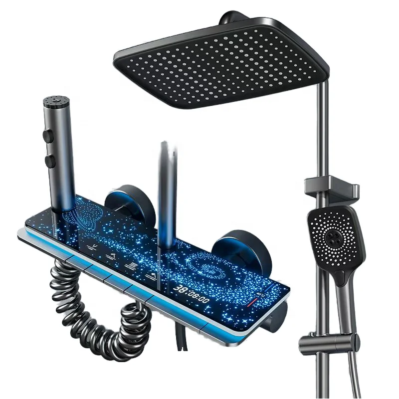 

Smart Polished Single-Handle Thermostatic Shower Faucet Set Chrome Finish Soft Rain Spray Pattern Ceramic Valve for Hotels