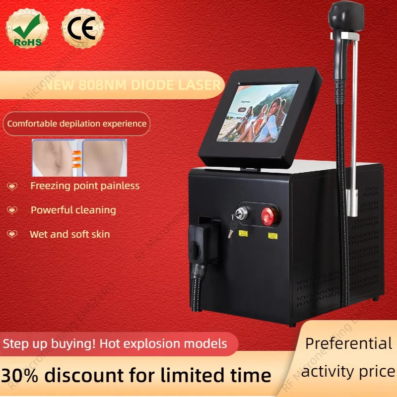 Depilación láser de diodo de hielo de 808nm 3 longitudes de onda permanentes sin dolor en el dispositivo de depilación para el cuidado del cuerpo