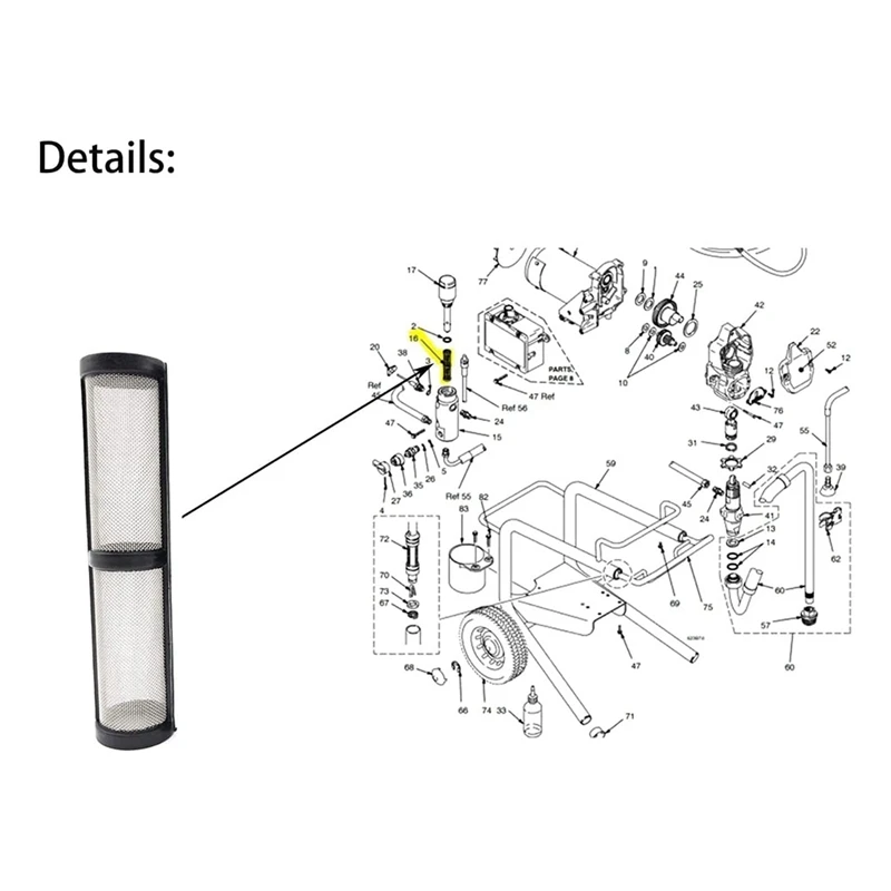 246385 Filters atz für Sprüh gerät 3 Arten von Strohfilter-Sprüh pumpe Innen kern filter langlebig