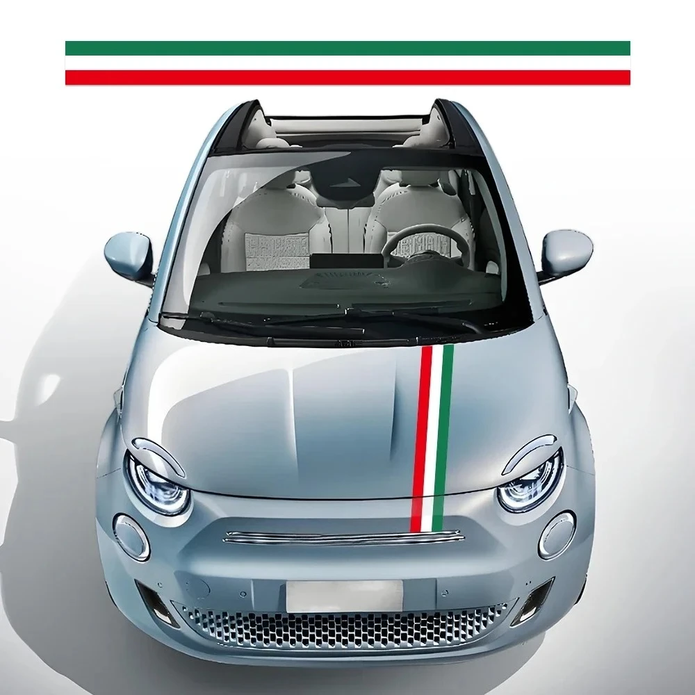 Italy Flag Styling Car Engine Hood Sticker Self Adhesive Waterproof Vinyl Decal For Fiat Abarth 500 500x Decoration Accessories