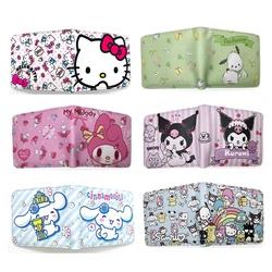 Cartoon Hello Kiity Wallet for Women Sweet Girl Student Leather Purse Sanrio Kuromi Cinnamoroll POCHACCO Bank Bard Holder Wallet