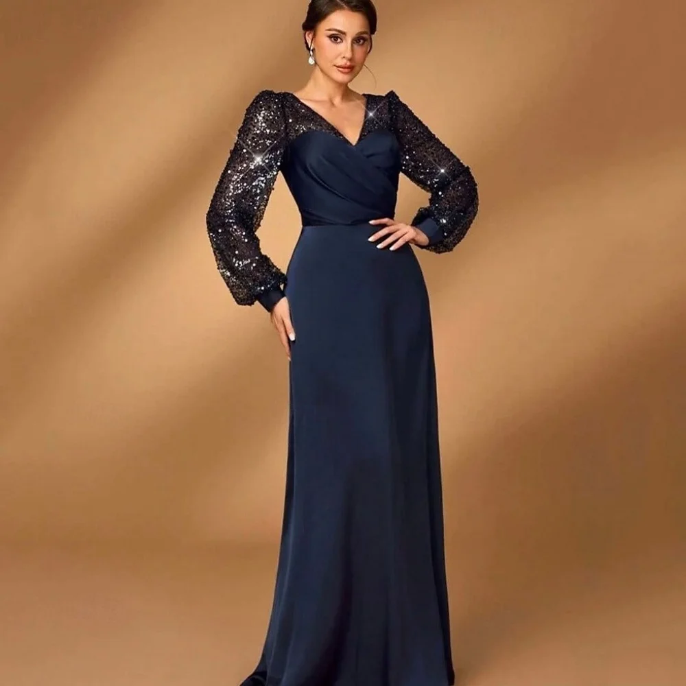 

Индивидуальные платья для торжественных случаев, кружевное платье русалки с v-образным вырезом, свадебные платья с рукавами-фонариками, расшитое блестками, элегантное новое платье