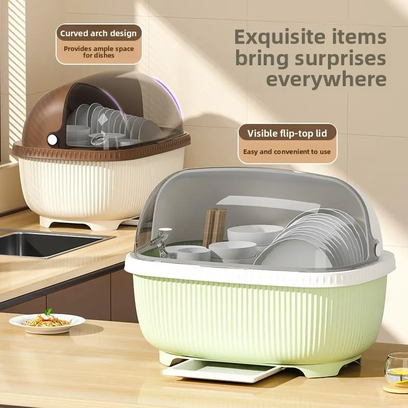 

Kitchen Storage Rack Dish Drainer 122 Shelves Utensil Crockery Drainage Plastic Stand Home Use Dustproof Organizer