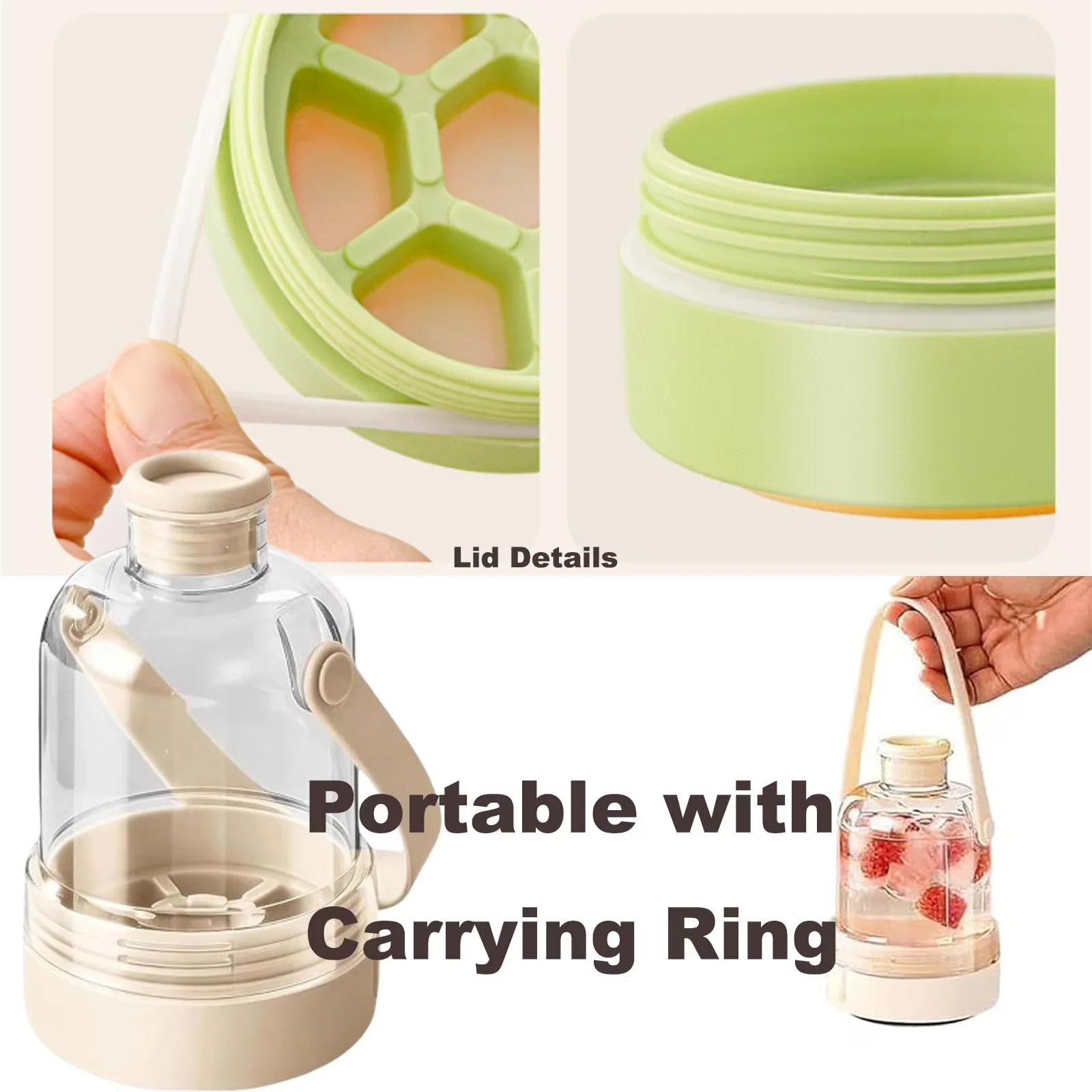 Picture 5: Transparent Water Bottle Ice Maker with Ice Tray, 2-in-1 Iced Cube Bottle, Portable Silicone Cube Cup, Easy Press to Release Tra