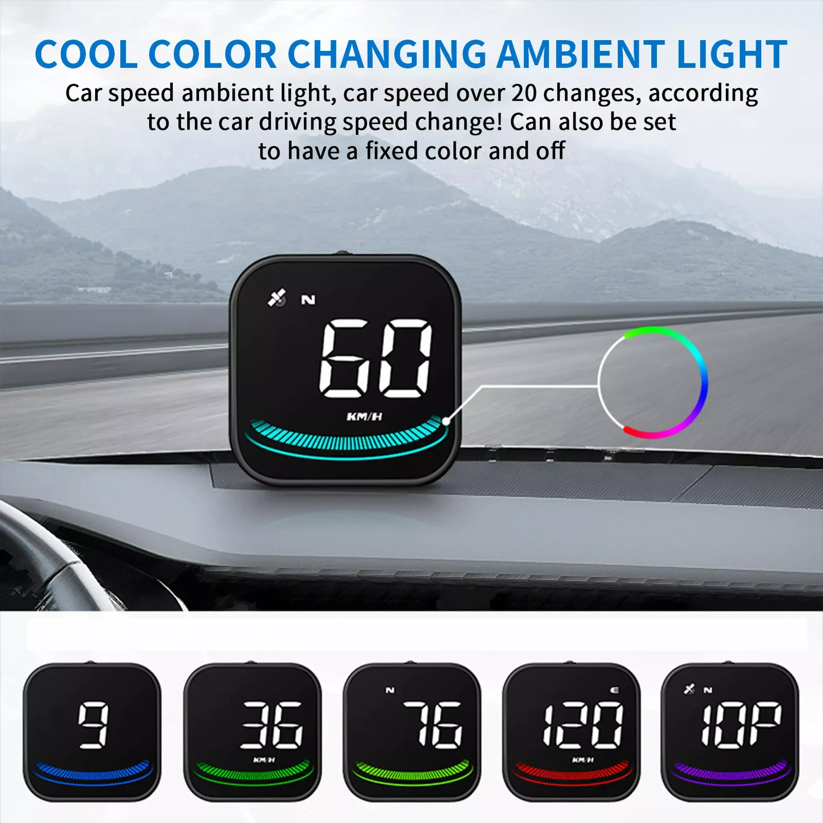 

G4 GPS HUD Head Up Display LED Auto Speedometer Smart Digital Alarm Reminder Speedometer Driving Direction Overspeed Alarm