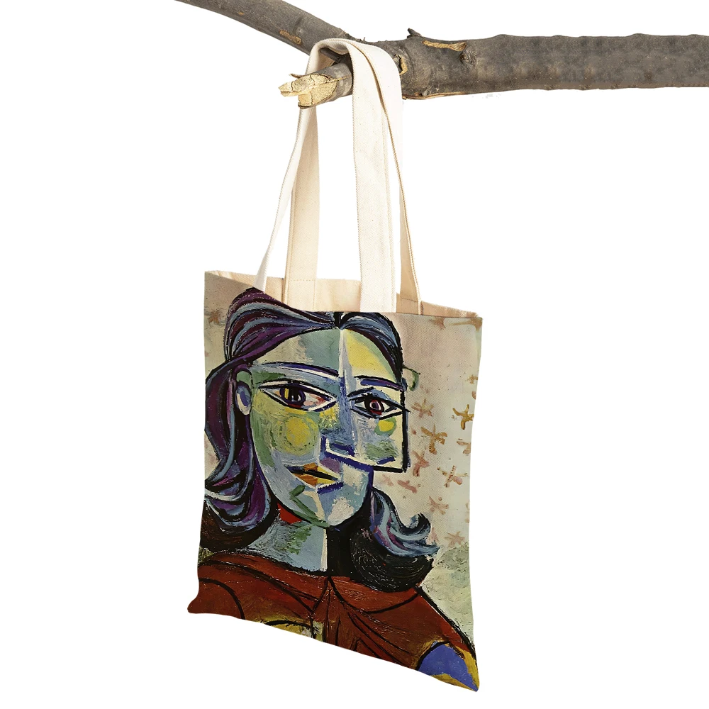 Vintage Artist Pablo Picasso Classic Art  Shoulder Shopper Bag Women Shopping Bags Double Print Casual Lady Canvas Tote Handbags