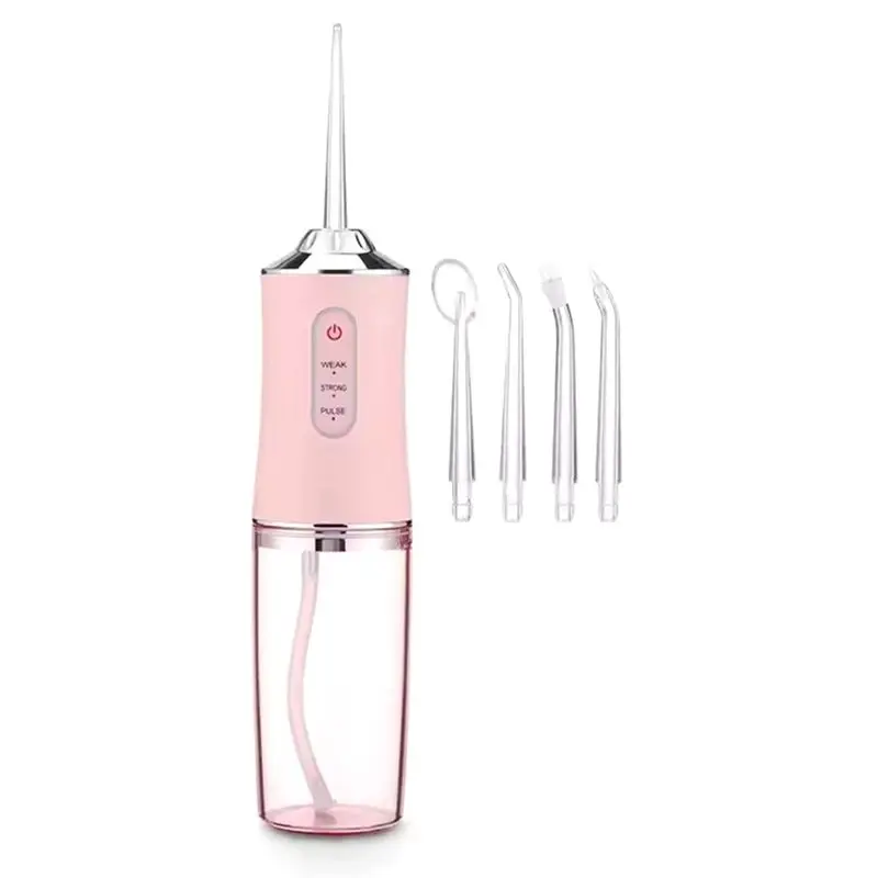 A05G-Teeth Cleaner Water Flosser Oral Irrigator USB Rechargeable Water Jet Floss 4 Jet Tips 220Ml 3 Modes Tooth Pick B