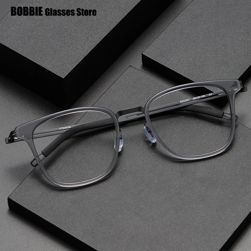 Large Square Glasses Frame Men Screwless Ultralight 8g Acetate Titanium Fashion Classic Prescription Eyeglasses Eyewear Gafas