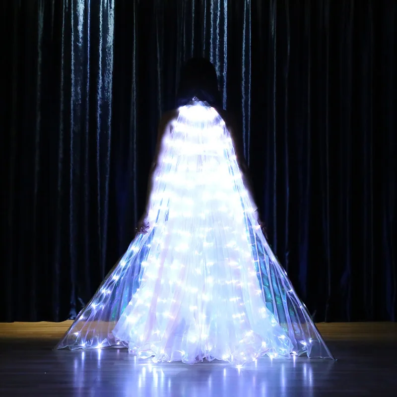 Danza del ventre Performance Prop accessori per la danza delle donne ali delle ragazze illuminano il Costume dell'ala LED ali di farfalla a forma di ventaglio con bastone