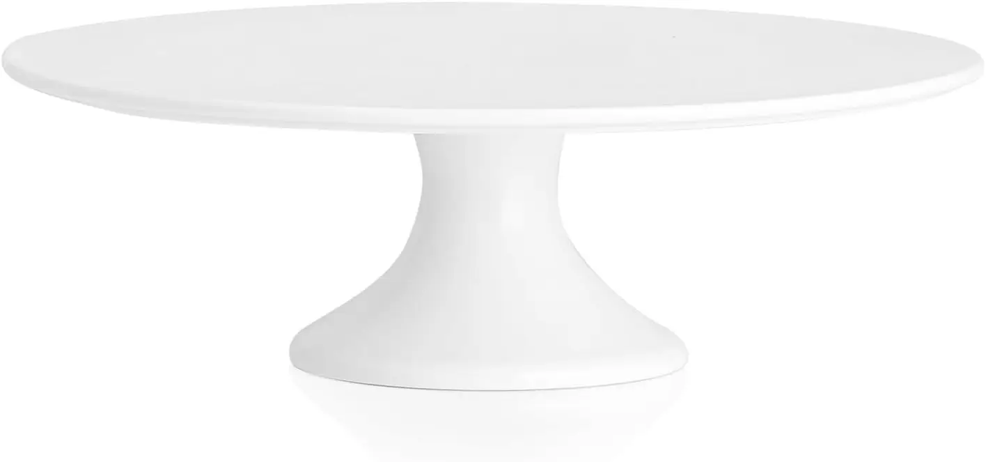 

12-Inch Porcelain Round Cake Stand, Dessert Plate for Parties and Home Decor, White