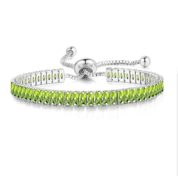 Iced Out Crystal Tennis Armbanden Voor Vrouwen Mannen Zwarte Rechthoek Zirconia Verstelbare Ketting Hiphop Sieraden Groothandel DZH051