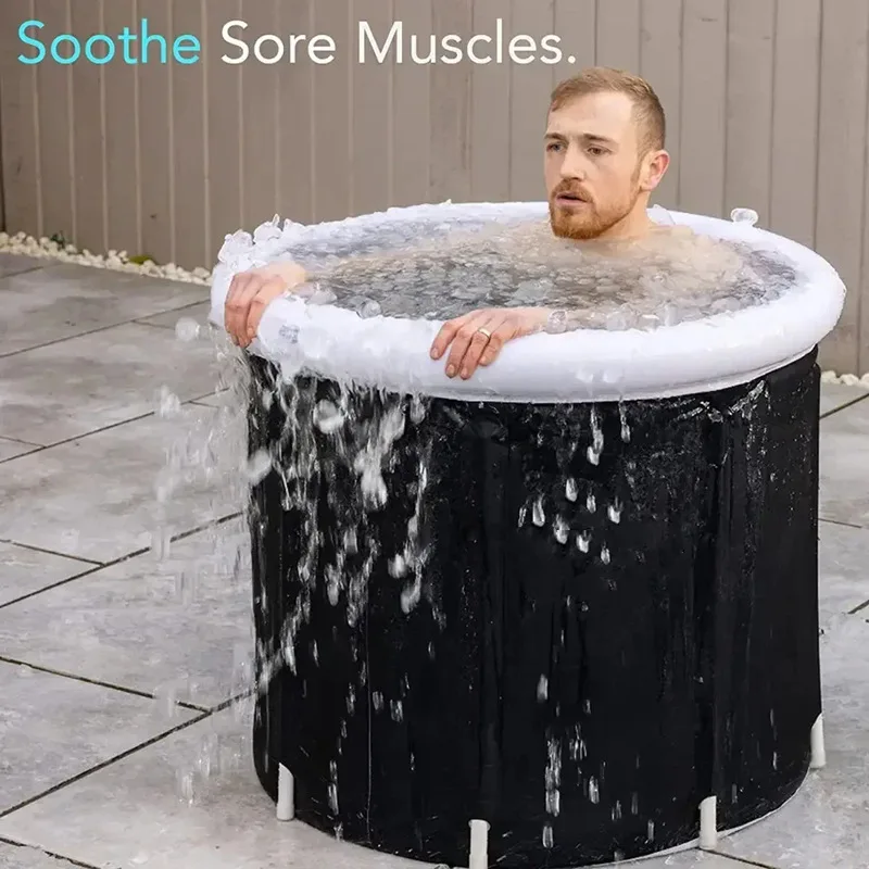 Black Ice Bath Tub, Cold Plunge Soaking Tub for Athletes, Muscle Relaxation & Recovery Bath Bucket