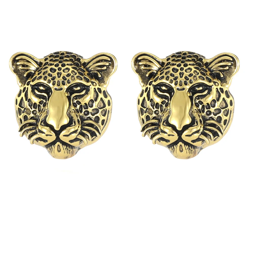 Vintage Vintage Gold Animal Cufflink Goat Wolf Cheetah Lion Head Styling Mighty Cufflinks Business Banquet Attire and Accessory