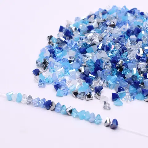 New Mixed color Blue 6mm Faceted Triangle Glass Beads Loose Spacer Glass Beads For Jewelry Making Earrings DIY
