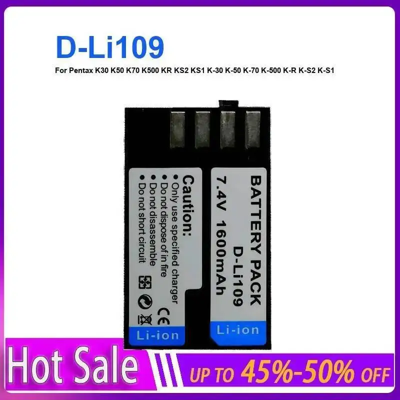 Camera Battery D-Li109 1600Mah For Pentax K30 K50 K70 K500 KR KS2 KS1 K-30 K-50 K-70 K-500 K-R K-S2 K-S1