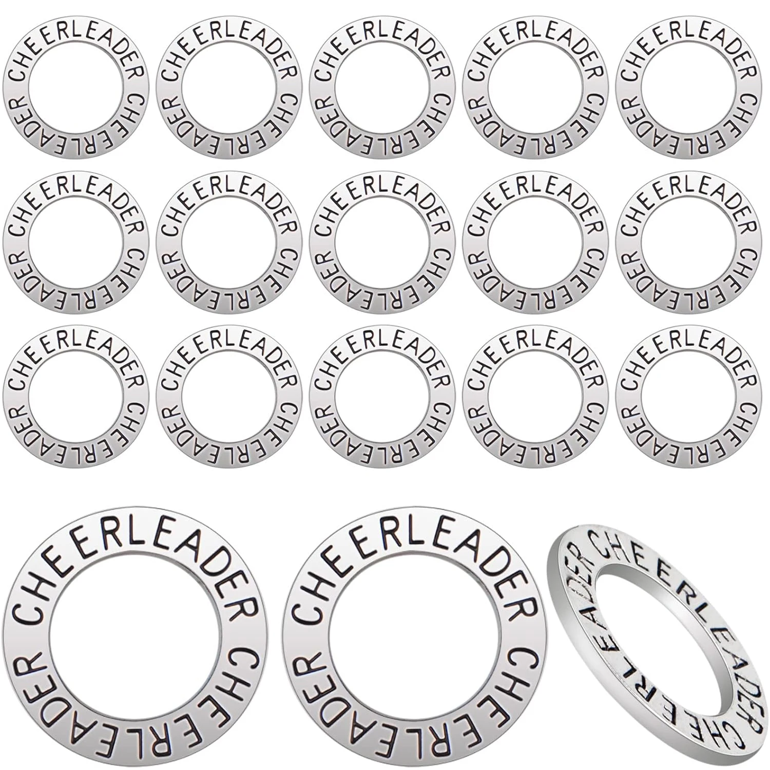 

20pcs Cheerleader Charms Round Circle Cheer Charm Cheerleading Message Pendant Charms Jewelry Making for DIY Crafts Bracelet