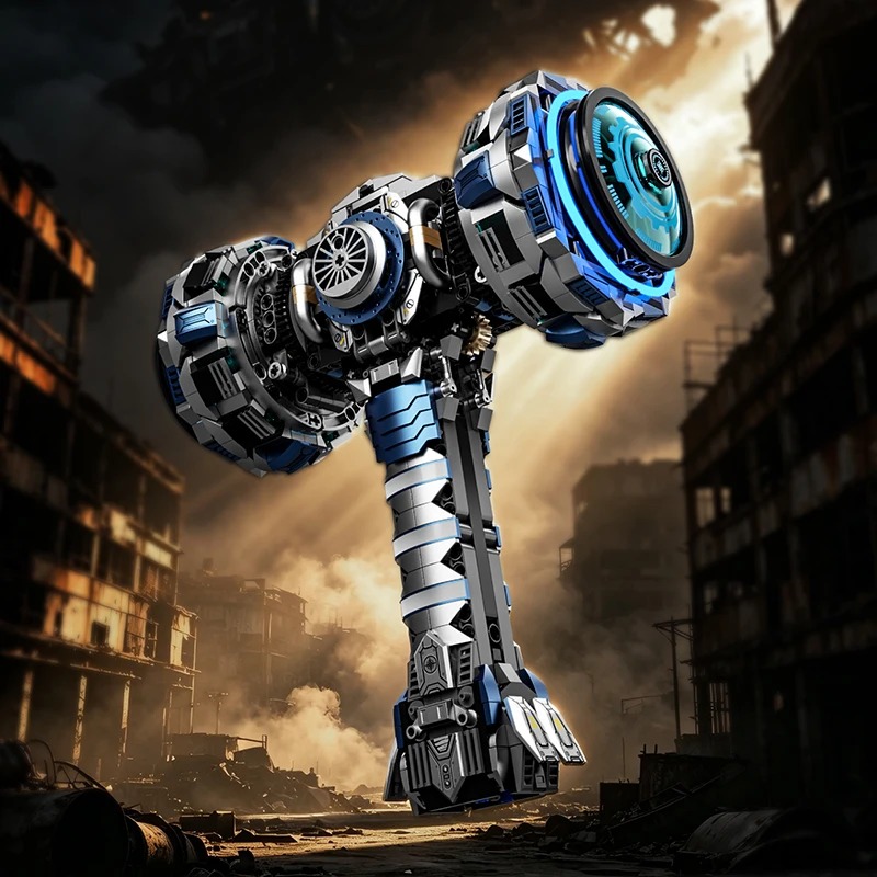 2026 NEW Mechanical Thunder Hammer Building Blocks Set with Light STEM Brick Model Kit DIY Desktop Ornament  Birthday Gifts Toy view 2