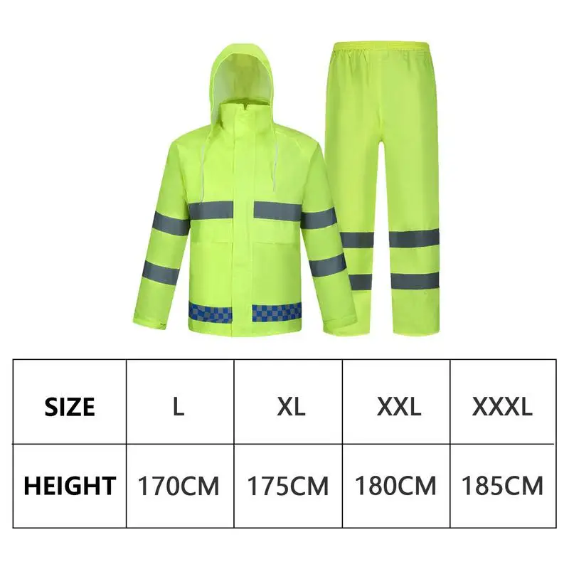 Rain Suit Breathable Mens Rain Jacket with Reflective Strips High Visibility Rain Coat Comfortable Rain Gear for  Women Men