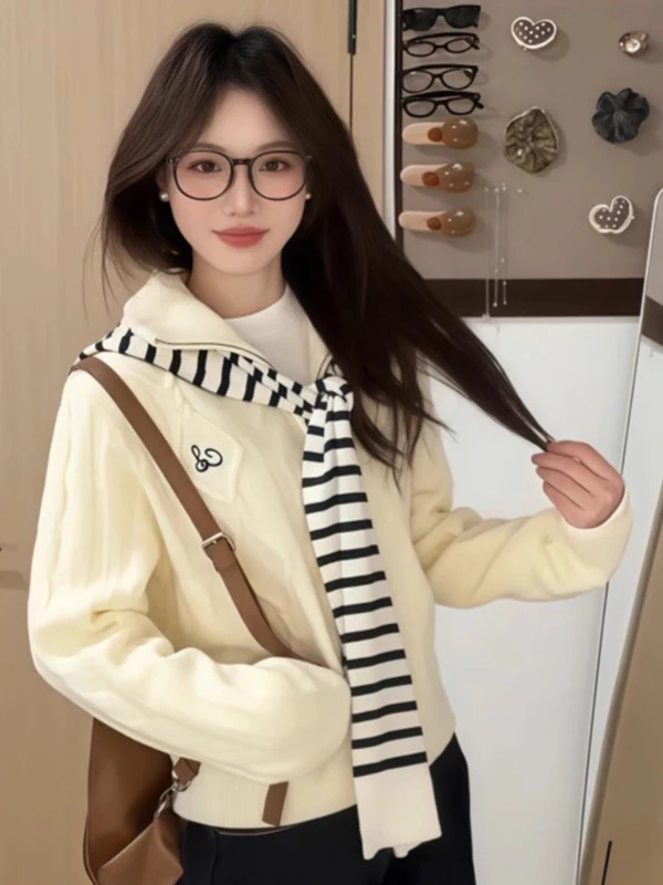 Koreaanse Sle Lazy Soft Cosy damestrui Herfst Winter Nieuwe losse afslankende gebreide top Design Sensation bovenkleding