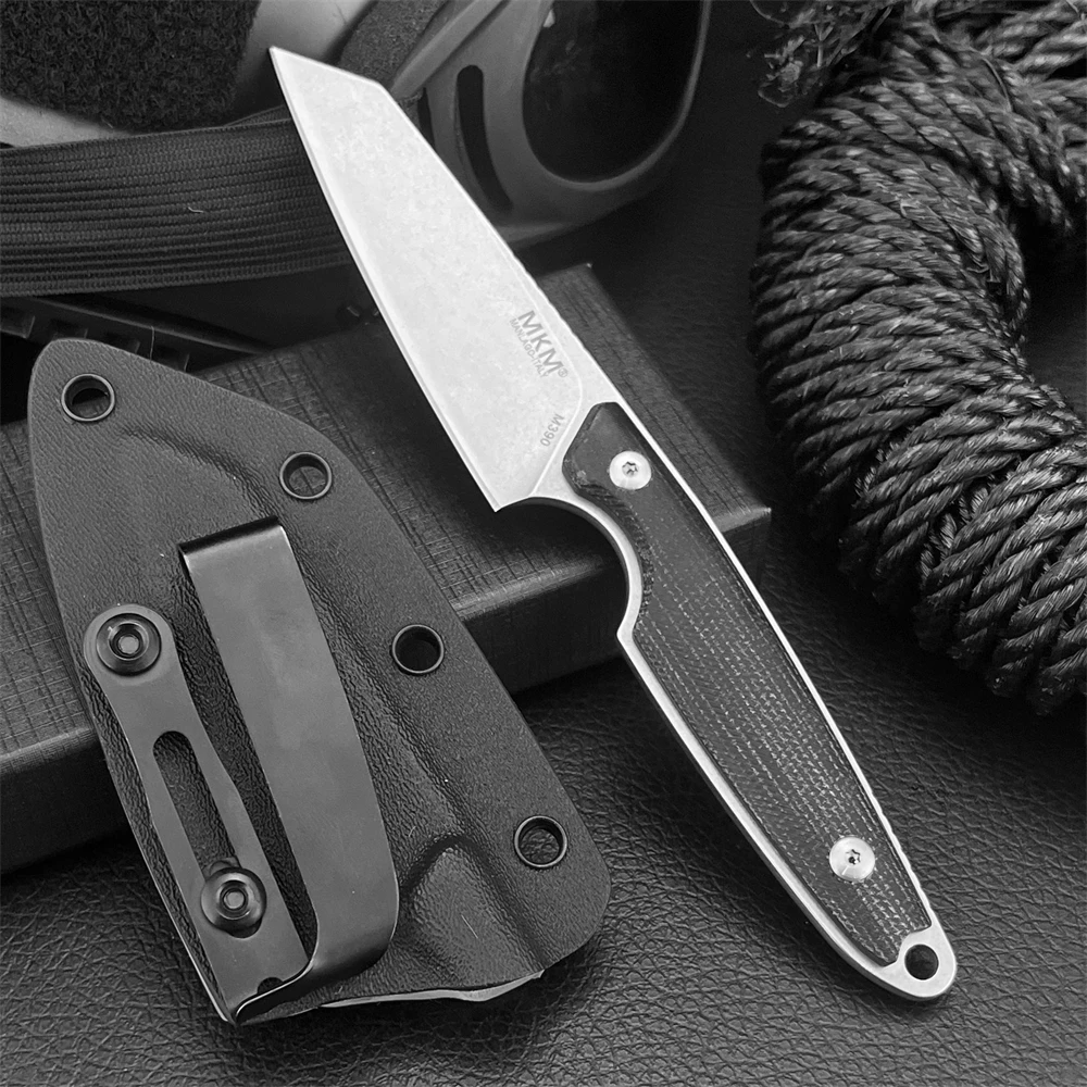 MKM RMJ شفرة مستقيمة في الهواء الطلق متعددة الوظائف EDC سكين سكينة تكتيكية سكين صيد Micarta مقبض مضلع شفرة متكاملة