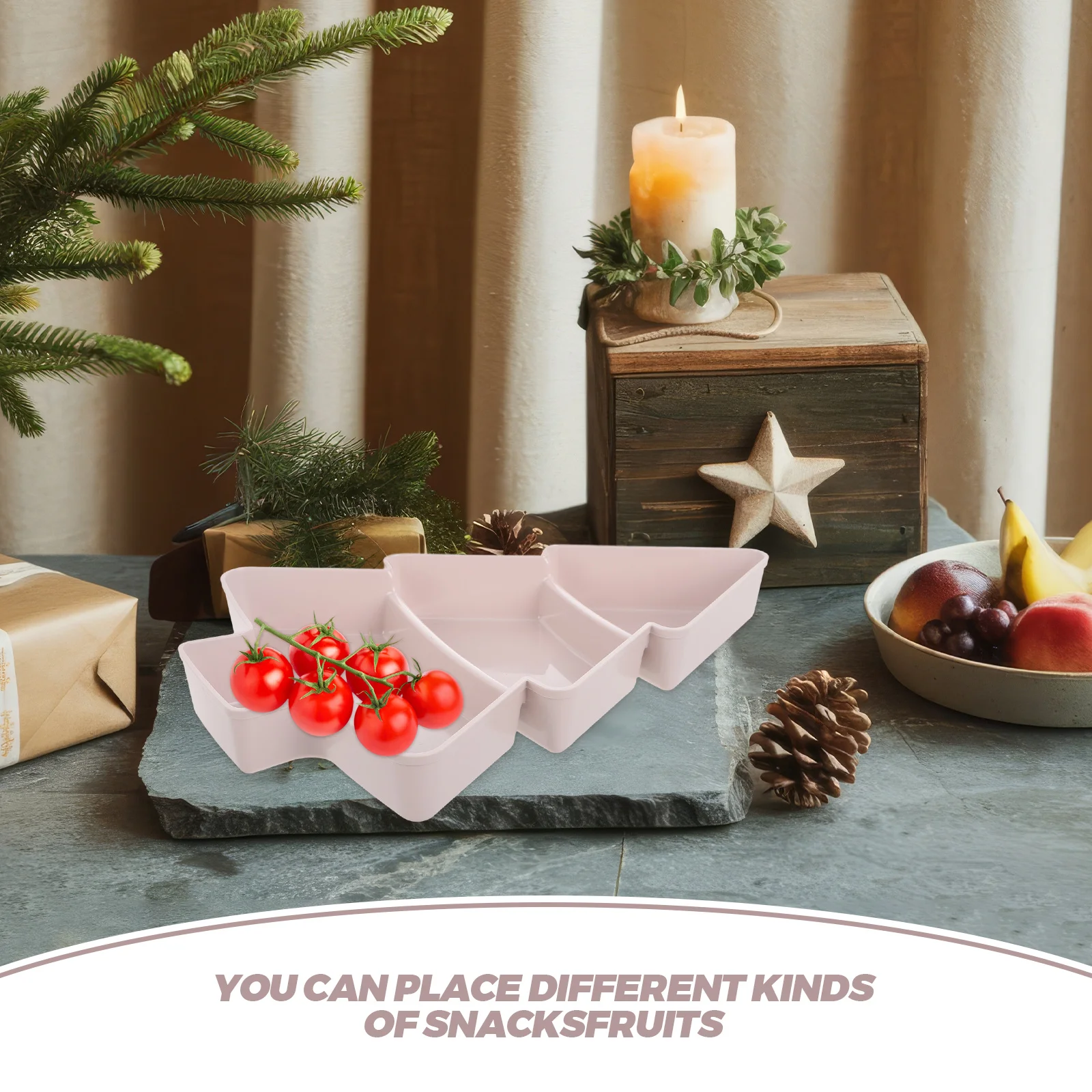 Dishes Serving Tray Nuts Storage Christmas Tree Shaped Plate Food Containers with Lids Decorate Snacks Platters