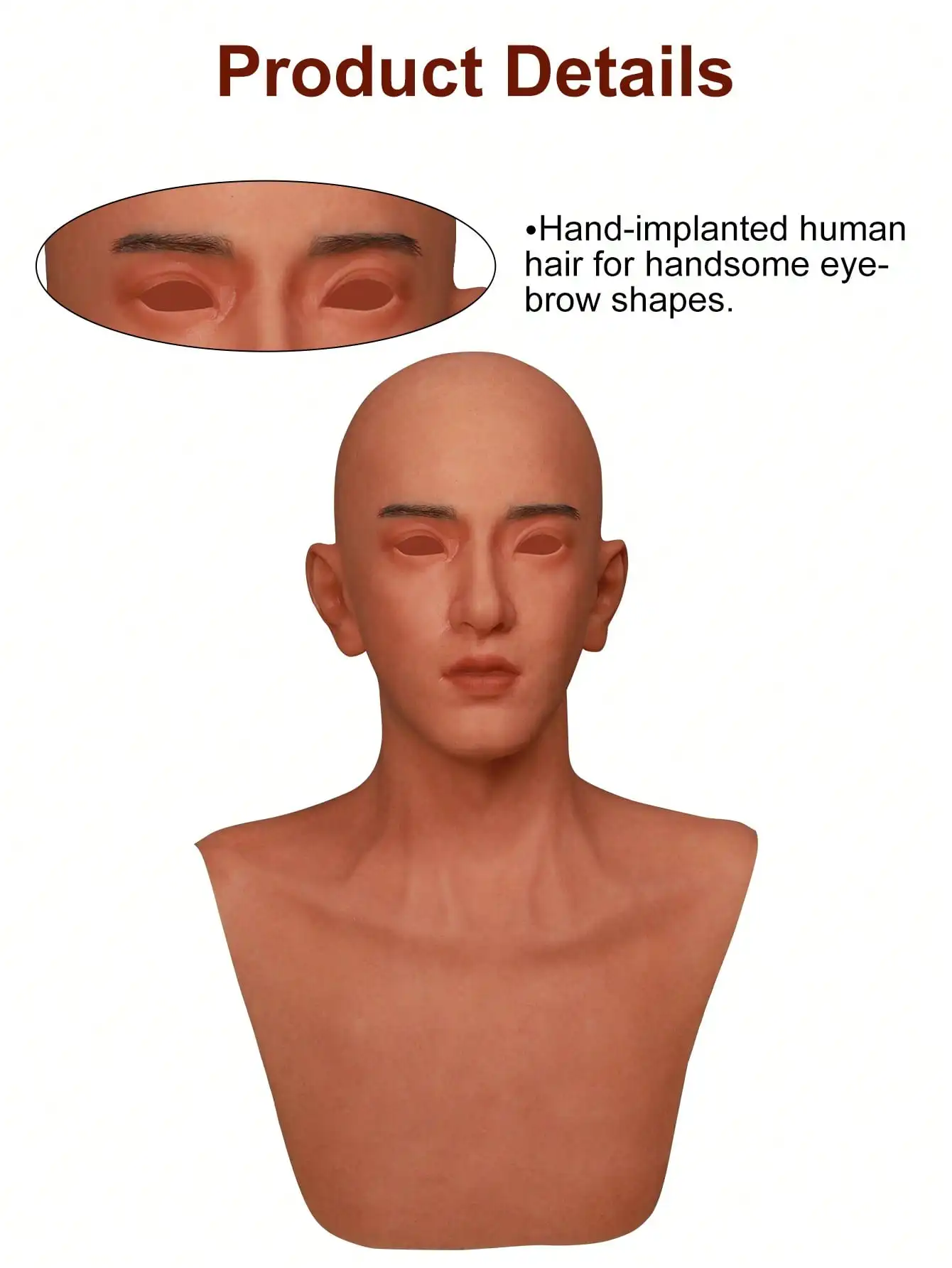 1 Stück Ultra-Realistische Herren-Silikon-Vollkopfmaske, Partykostüm, Cosplay, Bühnenauftrittsmaske, Cross-Dressing – Detail 5