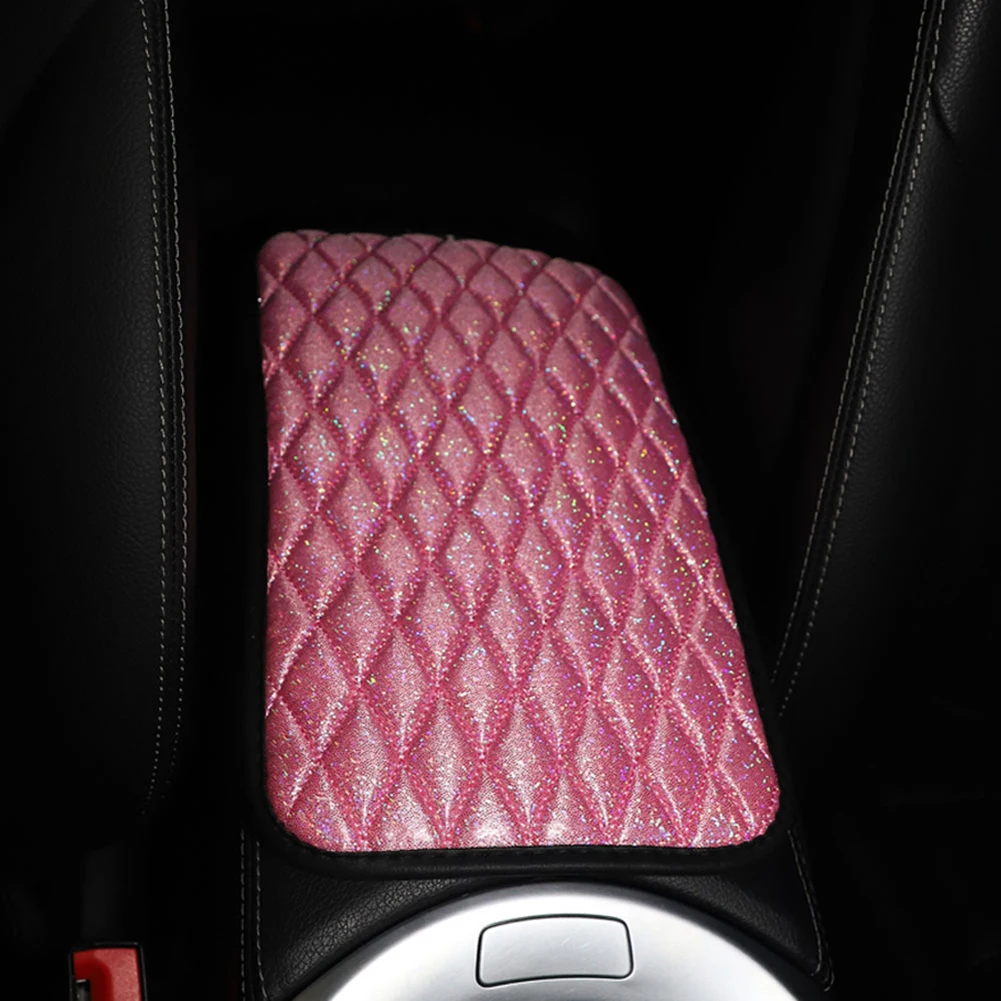 High Protection PU Leather Glitter Bling Armrest Pad Cover Ensures Soft Touch & Enhances Luxury Suitable for Most Car Models